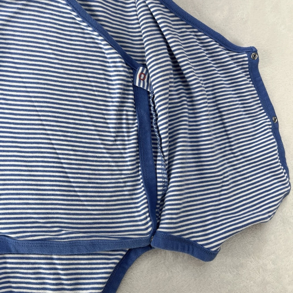 Baby Boden Wrap Bodysuit Unisex Baby 12-18m Blue Striped Cotton - Picture 6 of 7